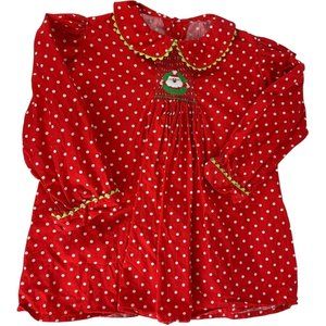 Mommy & Me 8 Smocked Top Dress Santa Christmas Red Polka Dot Long Sleeve Boutiqu